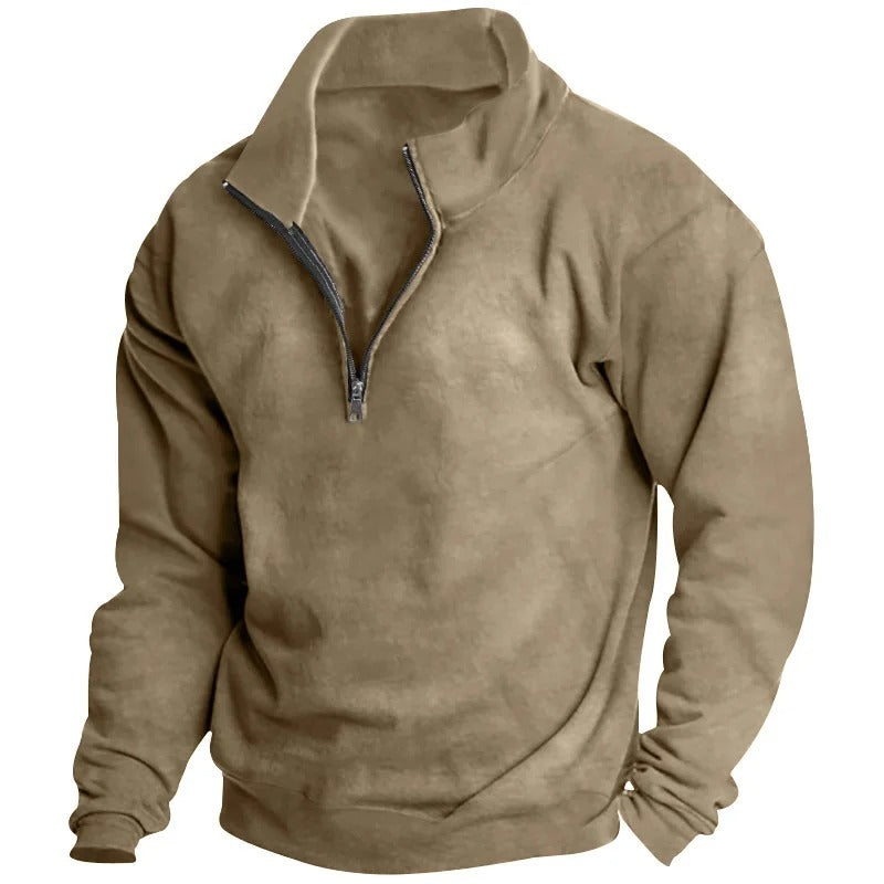 Herren-Sweatshirt mit halbem Reißverschluss und Stehkragen