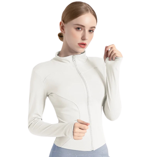 Langärmelige Fitnessjacke mit Reißverschluss für Frauen