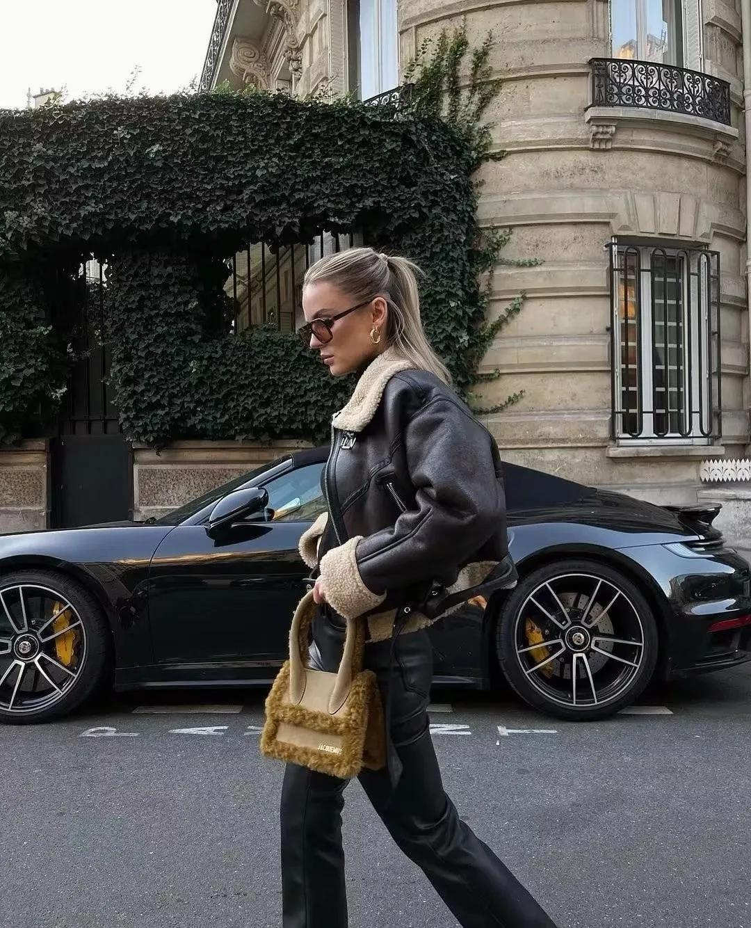 Damenmantel Vintage Gürtel Saum