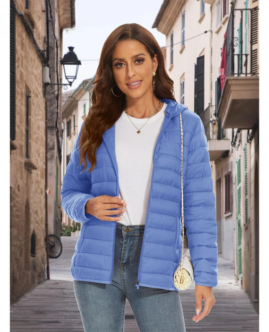Leichte Kapuzen-Pufferjacke für Frauen