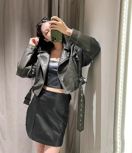 Vintage Leder Damenjacke