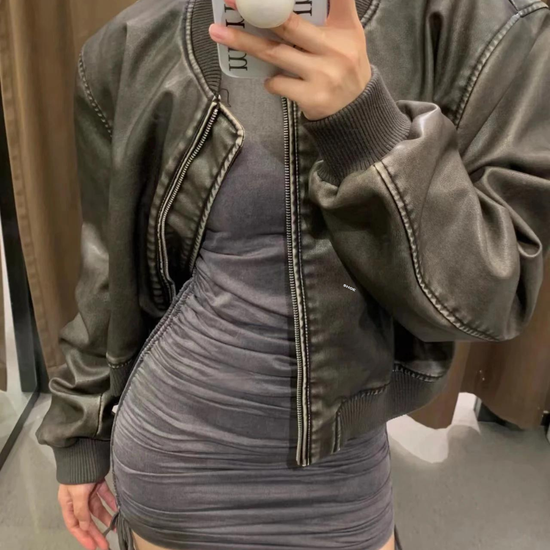 Damen-Motorradjacke mit Reißverschluss