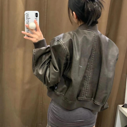 Damen-Motorradjacke mit Reißverschluss