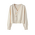 Damen-Strickjacke mit V-Ausschnitt und diagonalem Knopf