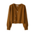 Damen-Strickjacke mit V-Ausschnitt und diagonalem Knopf