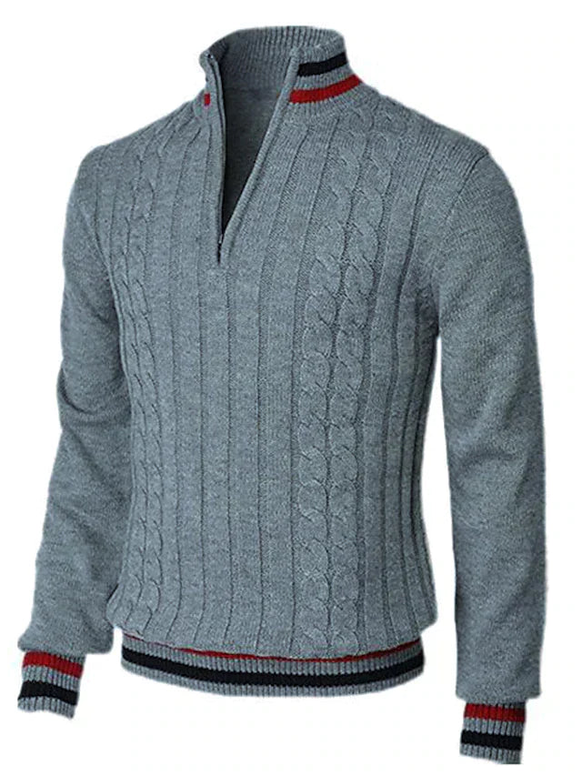 Herrenpullover Zipper Strick Modernes Design Weiches Material-5